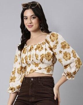 women floral print regular fit top