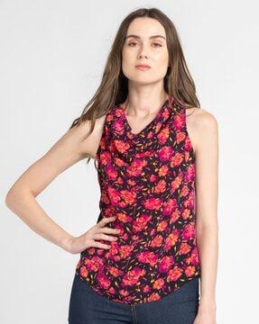 women floral print regular fit top