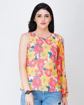 women floral print regular fit top