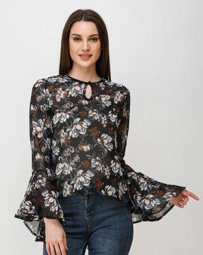 women floral print regular fit top