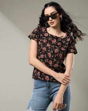 women floral print regular fit top