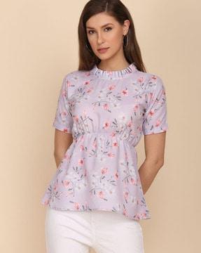 women floral print regular fit tunic top