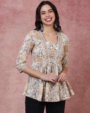 women floral print regular fit tunic