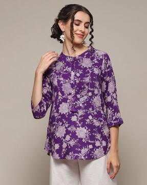 women floral print regular fit tunic