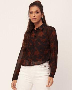women floral print reguler fit shirt