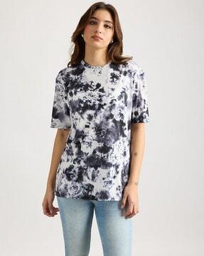 women floral print relaxed fit crew-neck t-shirt