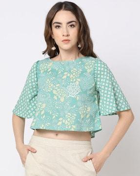 women floral print relaxed fit crop top