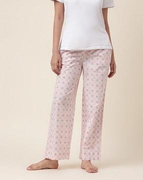 women floral print relaxed fit flat-front pants