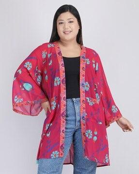 women floral print relaxed fit kimono shrug