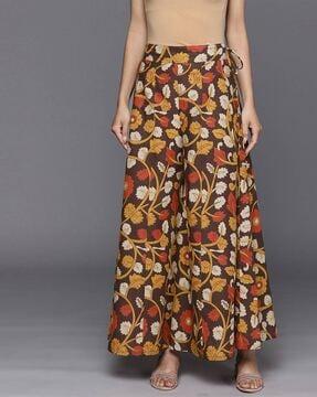 women floral print relaxed fit palazzos