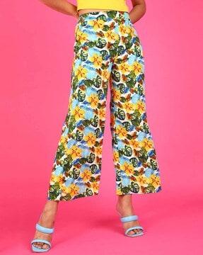 women floral print relaxed fit palazzos