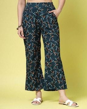 women floral print relaxed fit palazzos