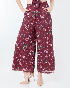 women floral print relaxed fit pants with insert pockets