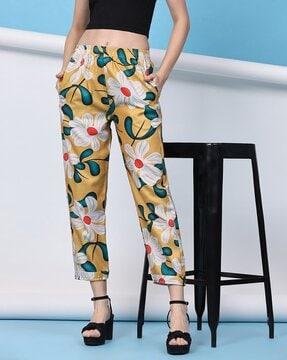 women floral print relaxed fit pants