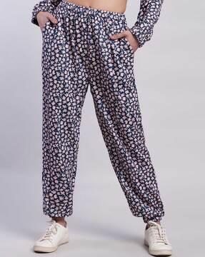 women floral print relaxed fit pants