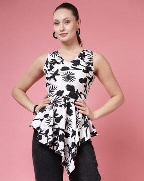women floral print relaxed fit peplum top
