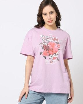 women floral print relaxed fit round-neck t-shirt