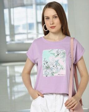 women floral print relaxed fit round-neck t-shirt