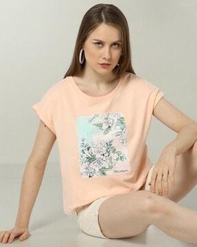 women floral print relaxed fit round-neck t-shirt