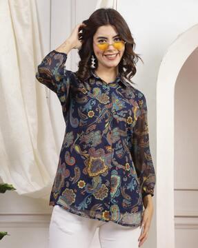 women floral print relaxed fit shirt