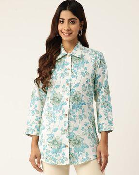 women floral print relaxed fit shirt