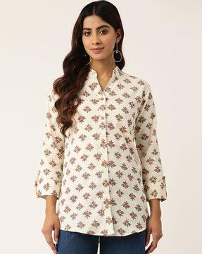 women floral print relaxed fit shirt