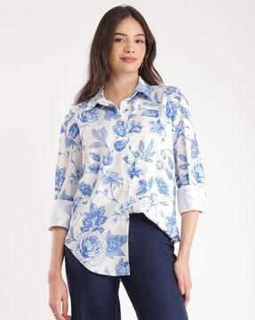 women floral print relaxed fit shirt