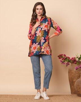 women floral print relaxed fit shirt