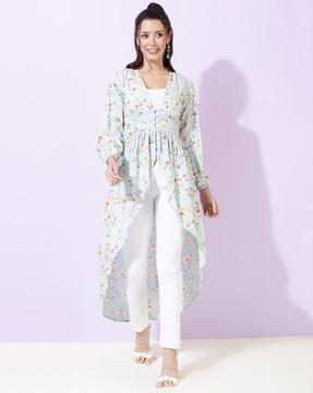 women floral print relaxed fit shrug