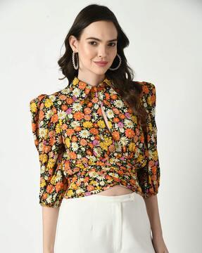 women floral print relaxed fit top