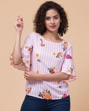 women floral print relaxed fit top