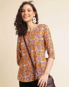 women floral print relaxed fit top