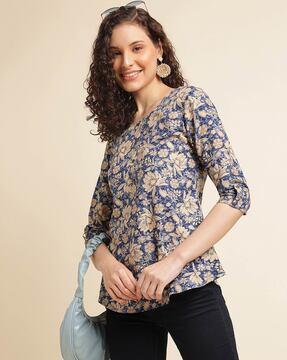 women floral print relaxed fit top