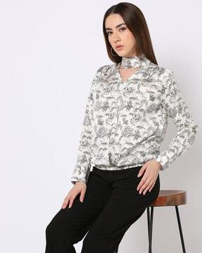 women floral print relaxed fit top