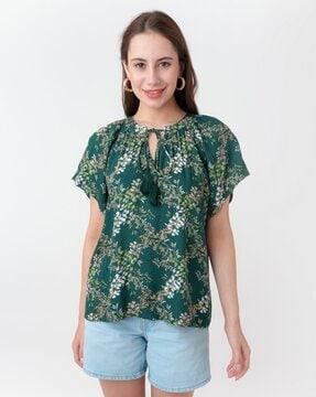 women floral print relaxed fit top