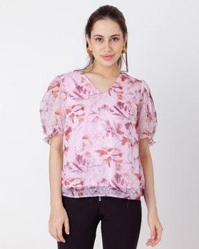 women floral print relaxed fit top