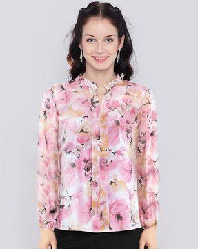 women floral print relaxed fit top