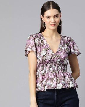 women floral print relaxed fit top