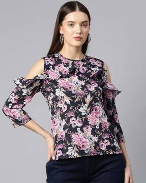 women floral print relaxed fit top