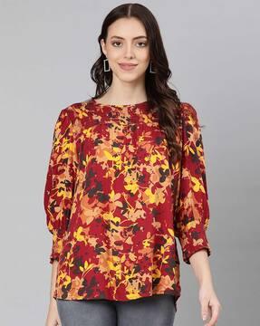 women floral print relaxed fit top