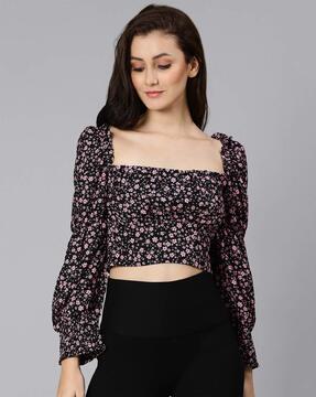 women floral print relaxed fit top