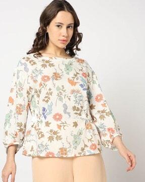 women floral print relaxed fit top