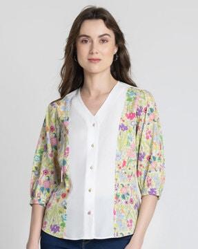 women floral print relaxed fit top