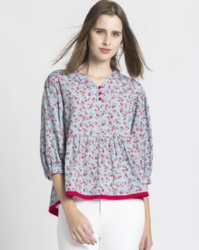 women floral print relaxed fit top