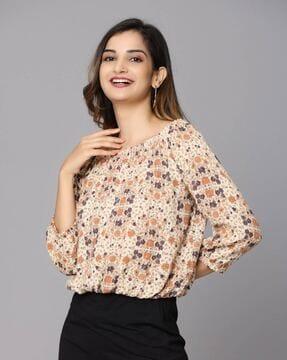 women floral print relaxed fit top