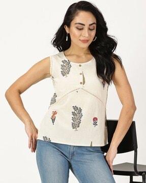 women floral print relaxed fit top