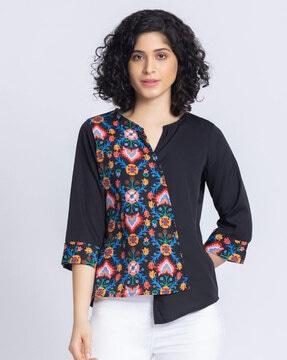 women floral print relaxed fit top