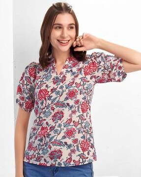 women floral print relaxed fit top