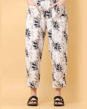 women floral print relaxed fit trousers