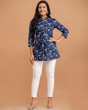 women floral print relaxed fit tunic